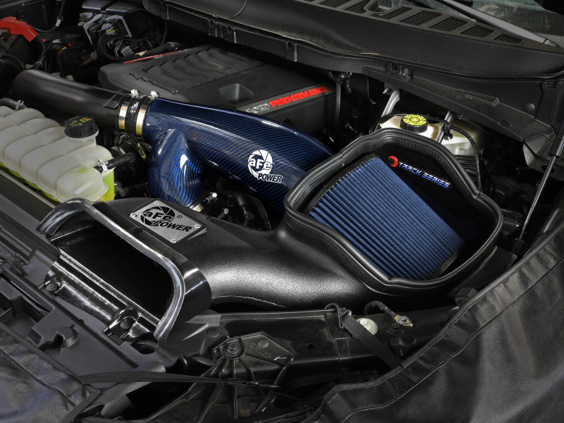 aFe 17-24 Ford F-150 Track Series Blue Kevlar Carbon Fiber C/A Intake System w/Black Pro 5R Filter Cold Air Intakes aFe