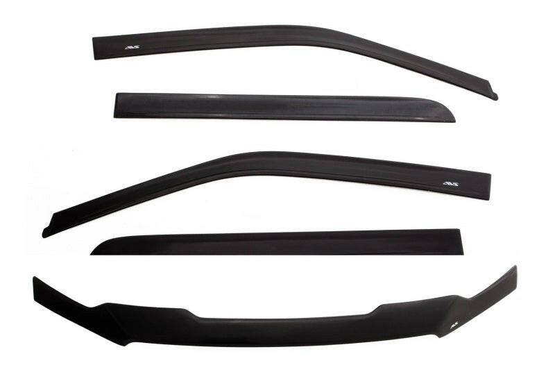 AVS 07-18 Jeep Wrangler (2 Door) Ventvisor & Aeroskin Deflector Combo Kit - Matte Black Wind Deflectors AVS