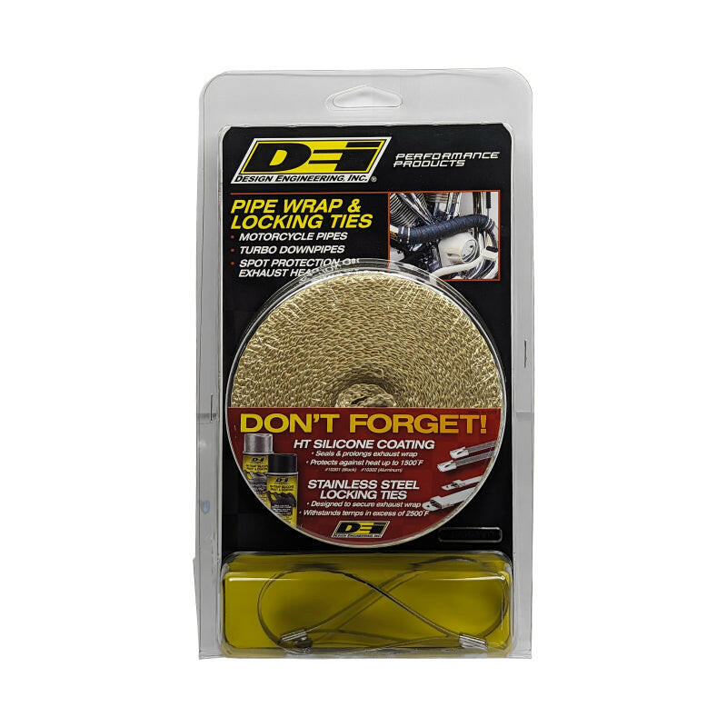 DEI Exhaust Wrap Kit - Pipe Wrap and Locking Tie - Tan Exhaust Wrap DEI
