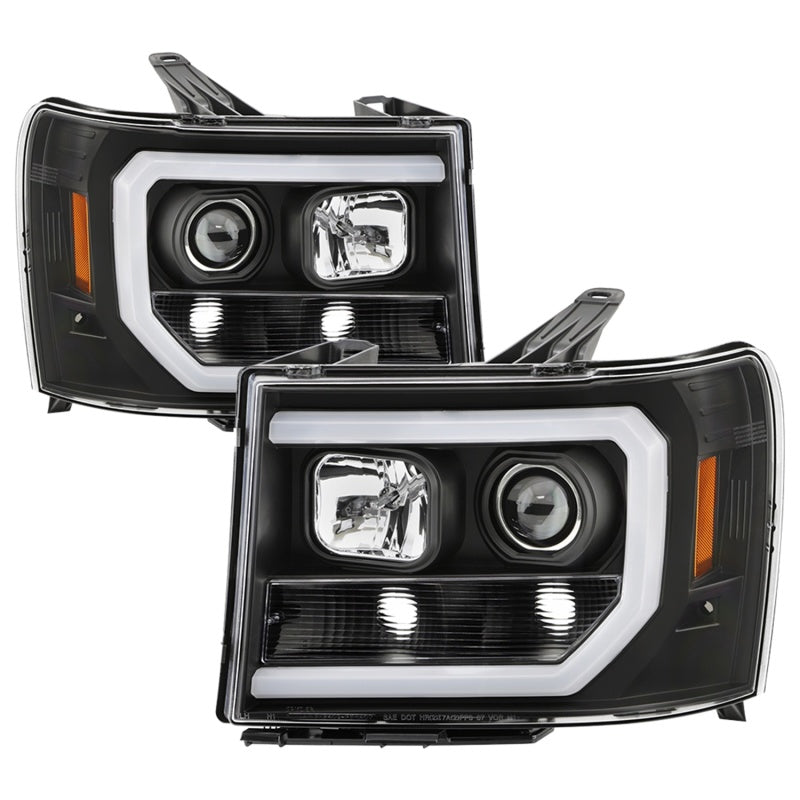Spyder 07-13 GMC Sierra 1500-3500 Ver 2 Proj Headlights - DRL LED - All Blk PRO-YD-GS07V2-LBDRL-BKV2 Headlights SPYDER