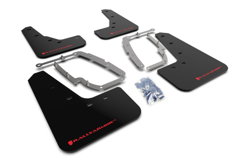 Rally Armor 17-23 Tesla Model 3 Black UR Mud Flap w/Red Logo Mud Flaps Rally Armor
