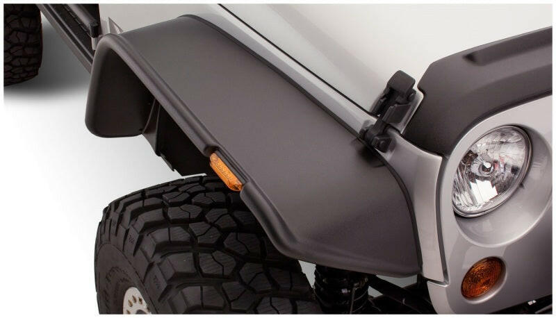 Bushwacker 07-18 Jeep Wrangler Flat Style Flares 2pc - Black Fender Flares Bushwacker