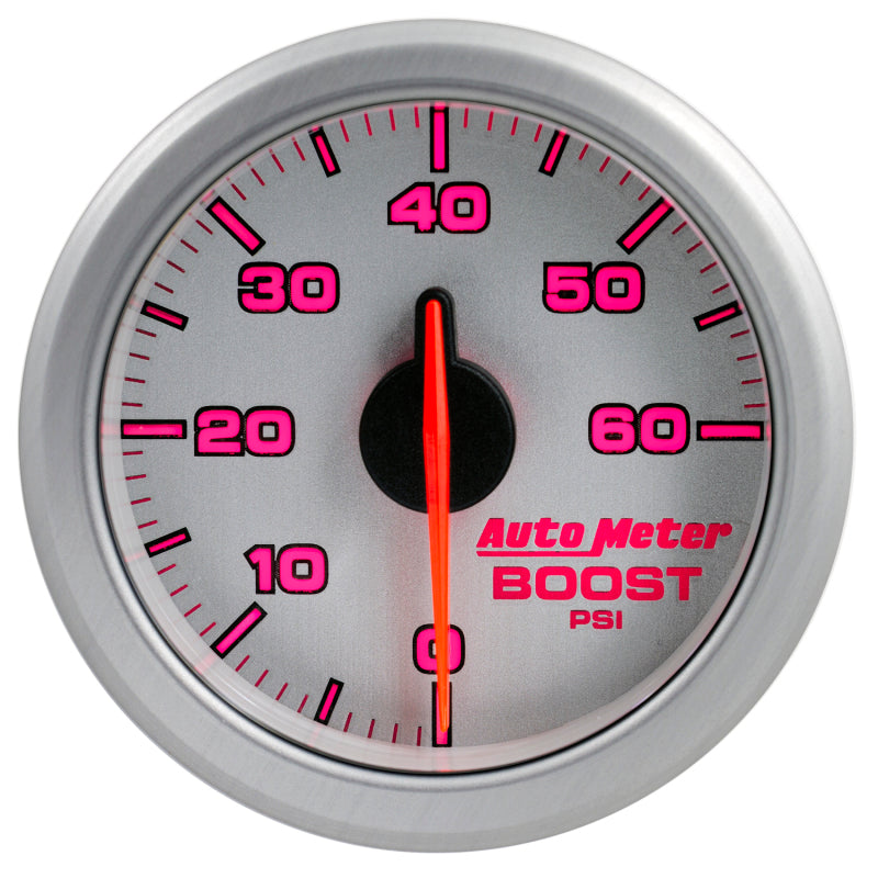 Autometer Airdrive 2-1/6in Boost Gauge 0-60 PSI - Silver Gauges AutoMeter
