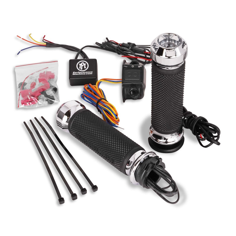 Performance Machine FLTRX TBW Heated Grips Apex - Chrome Grips Performance Machine