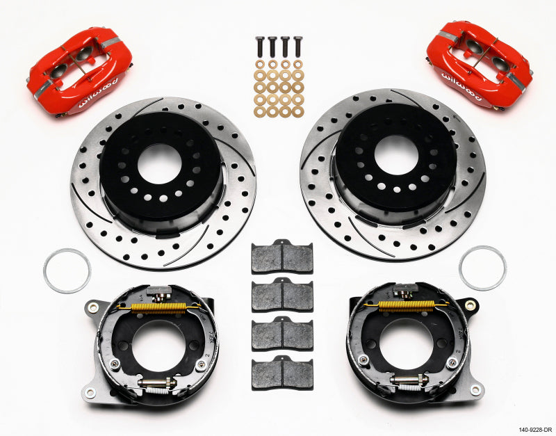 Wilwood Forged Dynalite P/S P-B Kit Drilled-Red 2005-2014 Mustang Big Brake Kits Wilwood