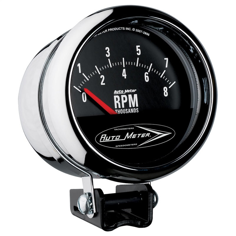 Autometer Traditional Chrome 3-3/4in 8k w/ Retro Short Sweep Tachometer Gauges AutoMeter
