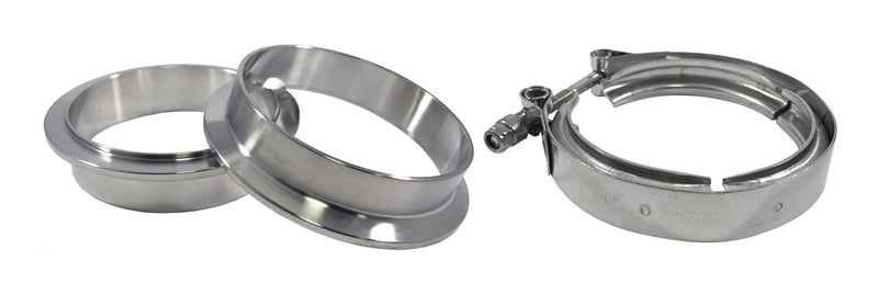 Torque Solution Stainless Steel V-Band Clamp & Flange Kit - 3.5in (89mm) Clamps Torque Solution