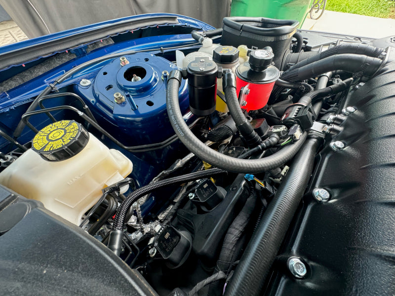 J&L 24+ Ford Mustang 5.0L (w/ Whipple Supercharger) Oil Separator - 3.0 CCV Side Black Anodized Oil Separators J&L