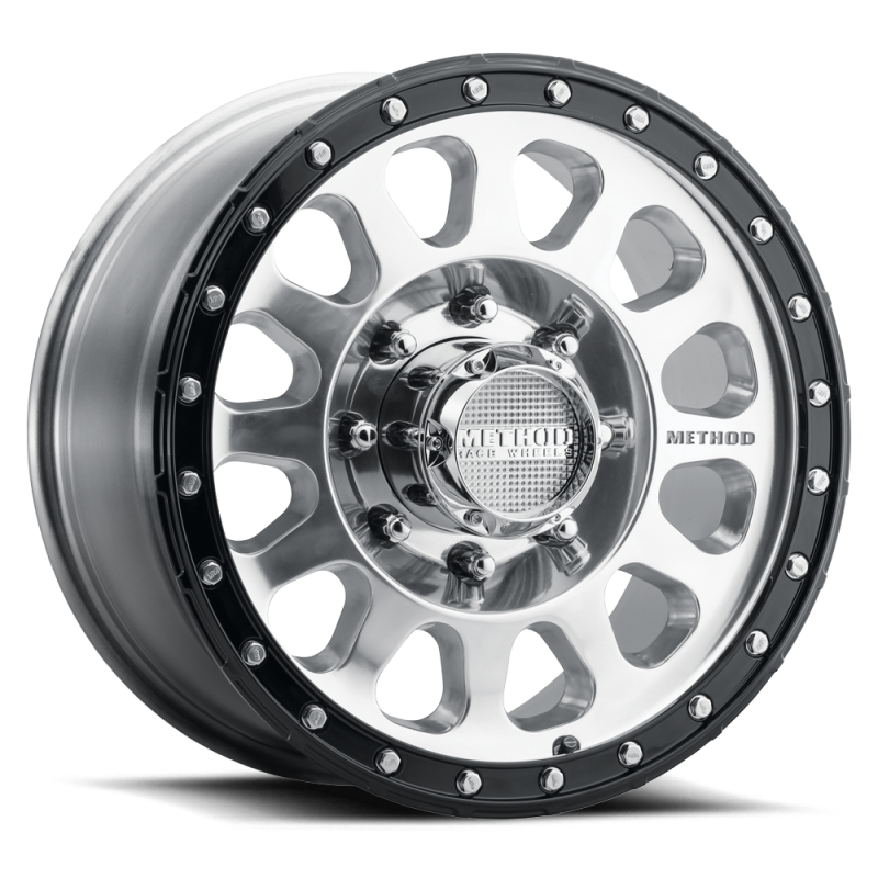 Method MR315 17x8.5 +25mm Offset 8x6.5 130.81mm CB Polished Wheel - Gloss Black Lip Wheels - Cast Method Wheels