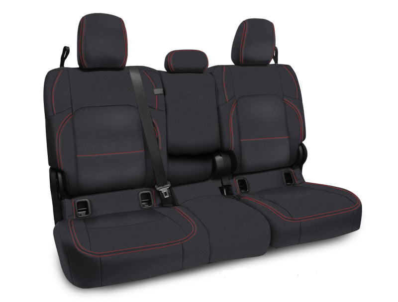 PRP 2020+ Jeep Gladiator JT Rear Bench Cover with Leather Interior - Black with Red Stitching Seat Covers PRP Seats