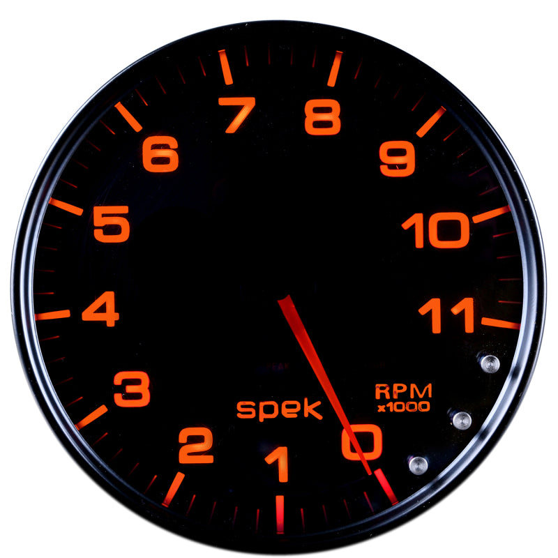 Autometer Spek-Pro Gauge Tachometer 5in 11K Rpm W/Shift Light & Peak Mem Black/Smoke/Black Gauges AutoMeter