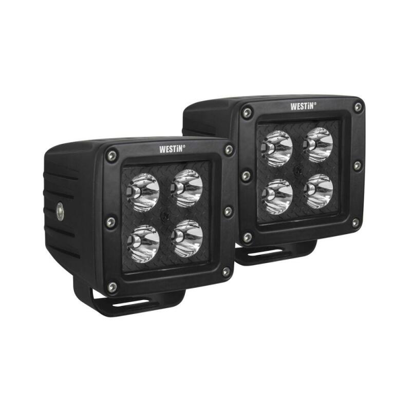 Westin HyperQ LED Auxiliary Lights 3in x 3in cube 20w Flood - Black Light Bars & Cubes Westin