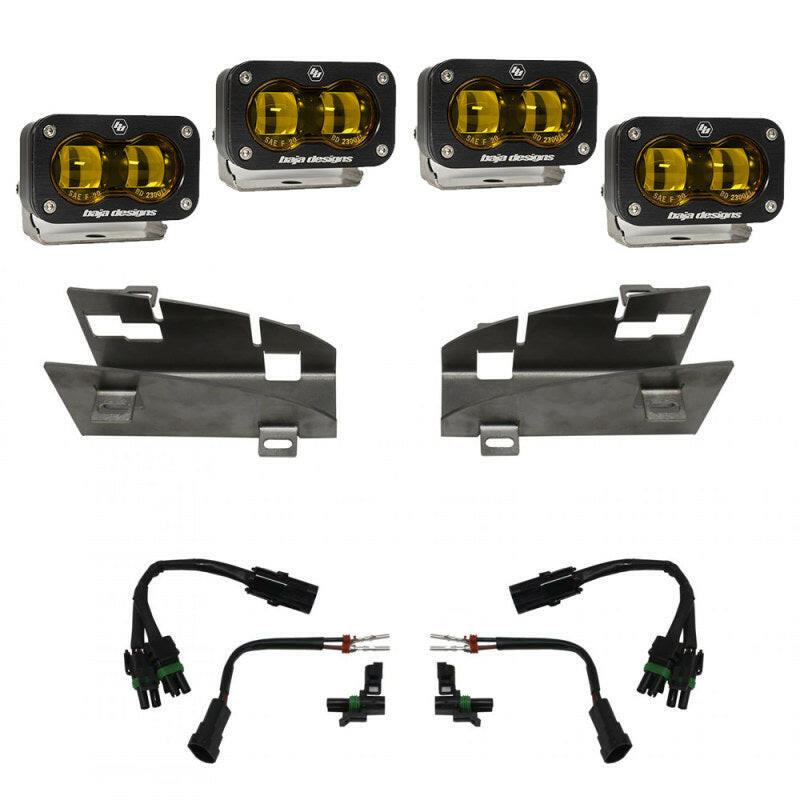 Baja Designs 19-22 Dodge RAM 1500 Rebel / 21-22 1500 TRX S2 SAE Dual Fog Pocket Light Kit - Amber Light Bars & Cubes Baja Designs