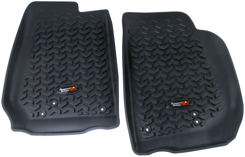 Rugged Ridge Floor Liner Front Black 2007-2018 Jeep Wrangler Unlimited JK 4 Dr Floor Mats - Rubber Rugged Ridge