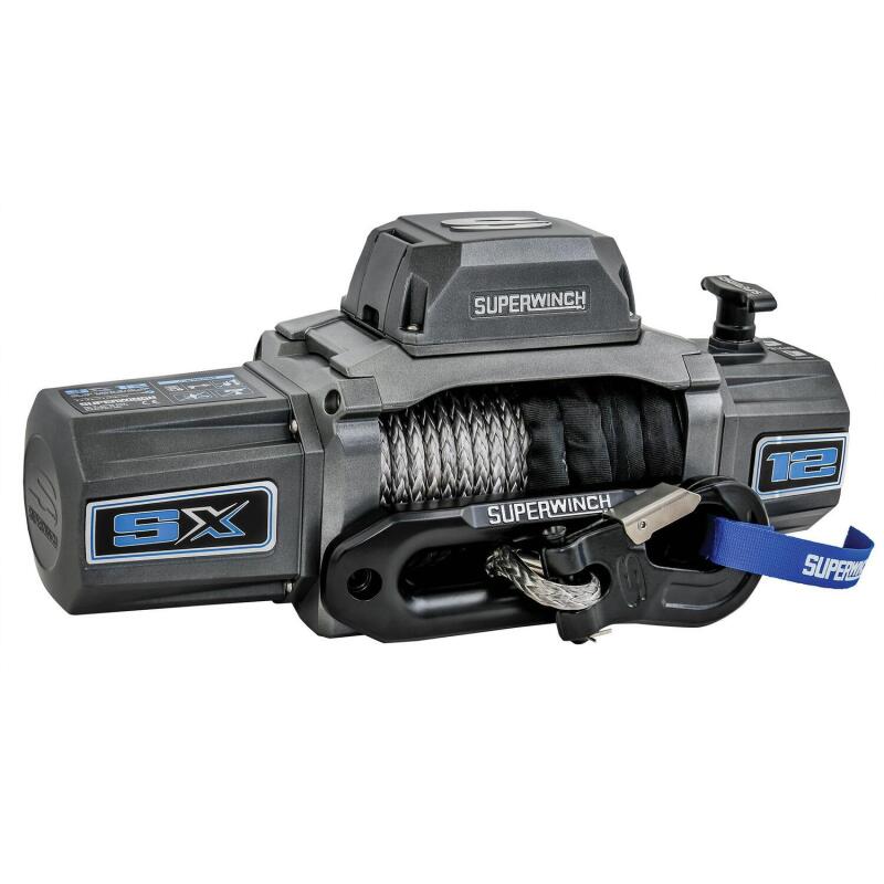 Superwinch 12000 LBS 12V DC 3/8in x 80ft Synthetic Rope SX 12000SR Winch - Graphite Winches Superwinch