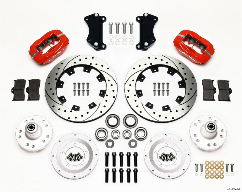 Wilwood Forged Dynalite Front Kit 12.19in Drilled Red Heidts Tri -5 2 inch Drop Spindle Big Brake Kits Wilwood