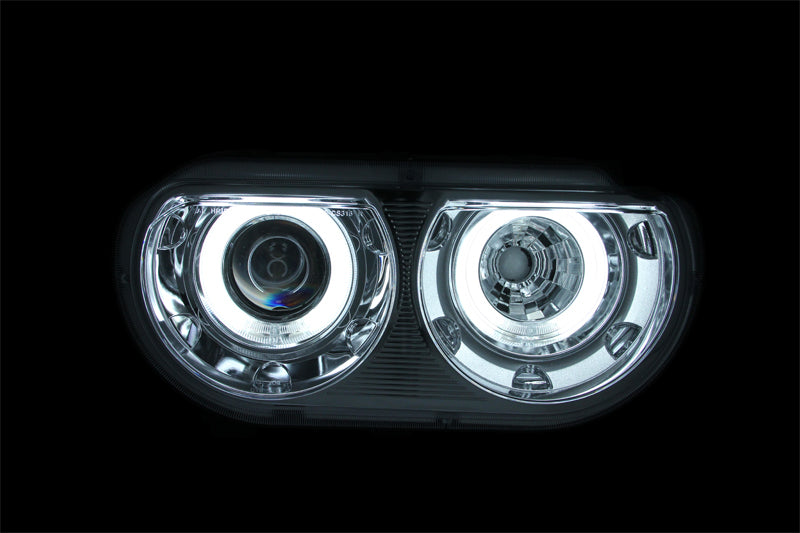 ANZO 2008-2014 Dodge Challenger Projector Headlights w/ Halo Chrome (CCFL) Headlights ANZO