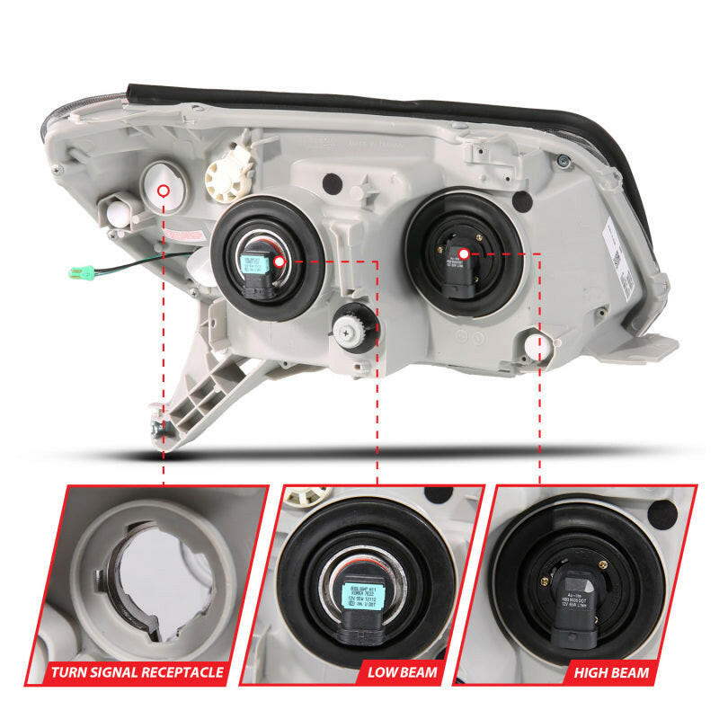 ANZO 06-09 Toyota 4 Runner Projector Headlights Plank Style - Black Headlights ANZO