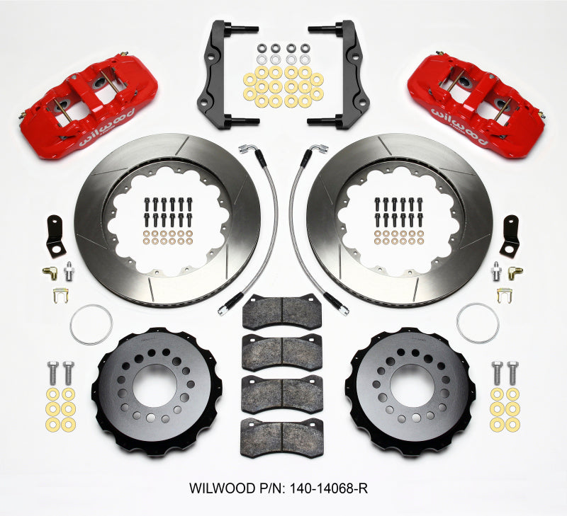 Wilwood AERO4 Rear Kit 14.25in Red 2014-Up Challenger w/Lines Big Brake Kits Wilwood