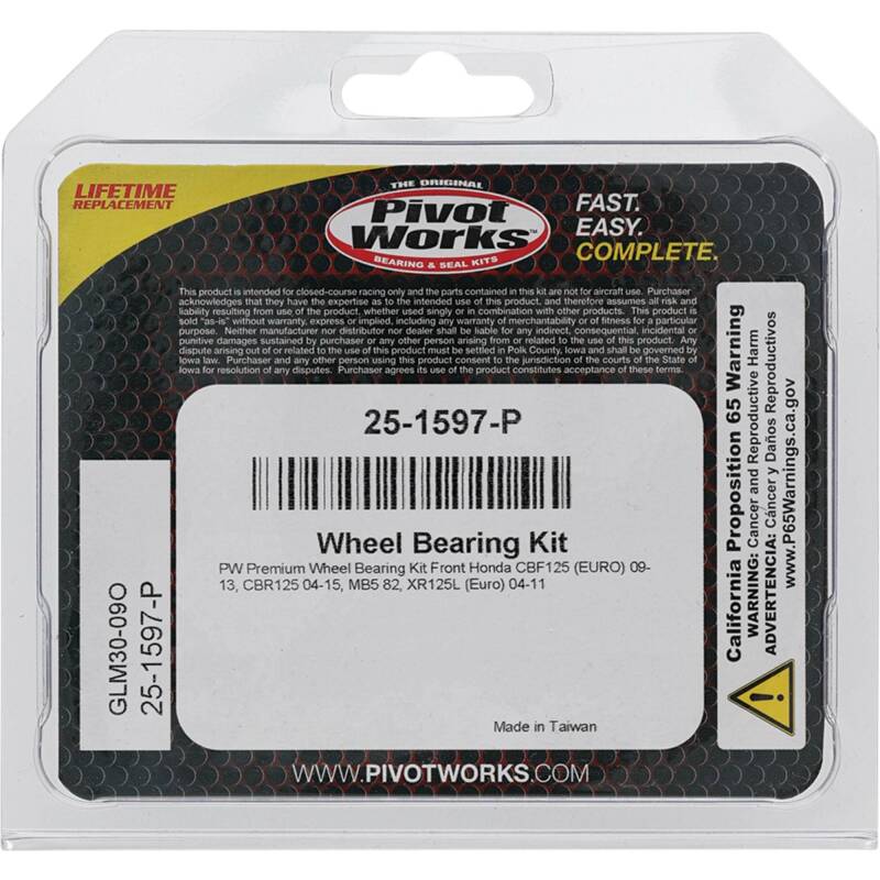 Pivot Works Honda Wheel Bearing Kit Premium Bearings Control Arms Pivot Works