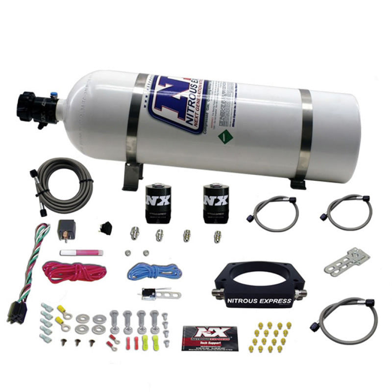 Nitrous Express GM LS 90mm Nitrous Plate Kit (50-400HP) w/15lb Bottle Nitrous Systems Nitrous Express