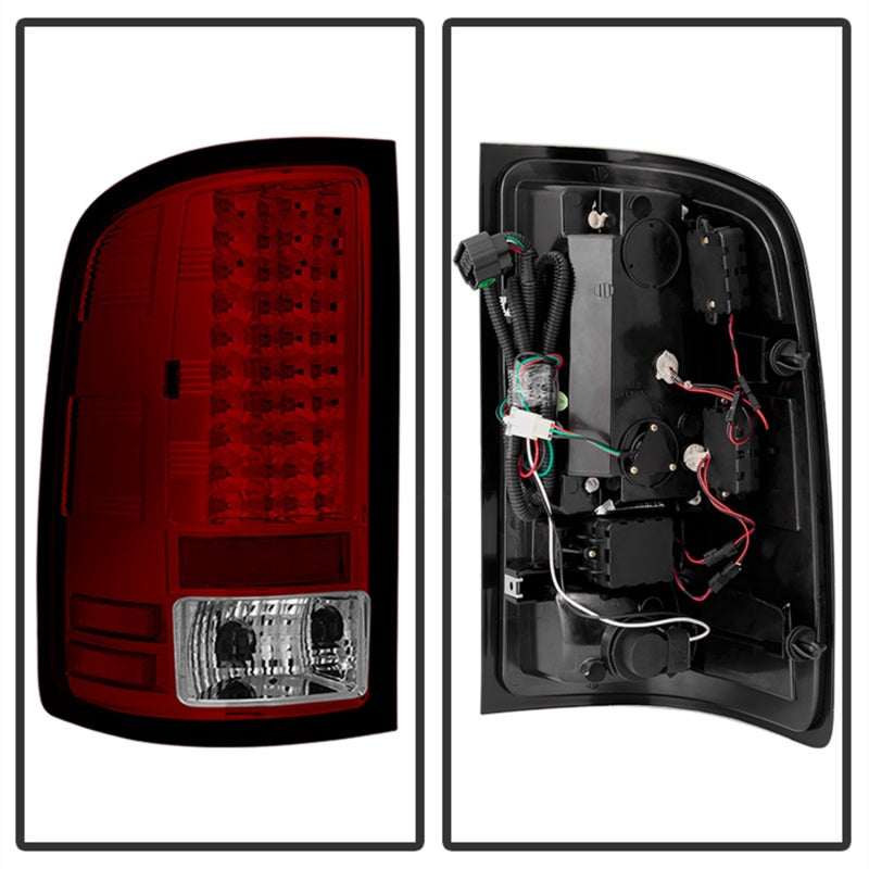 Spyder GMC Sierra 07-13 (Not 3500 Dually 4 Rear Wheels)LED Tail Lights Red Clear ALT-YD-GS07-LED-RC Tail Lights SPYDER