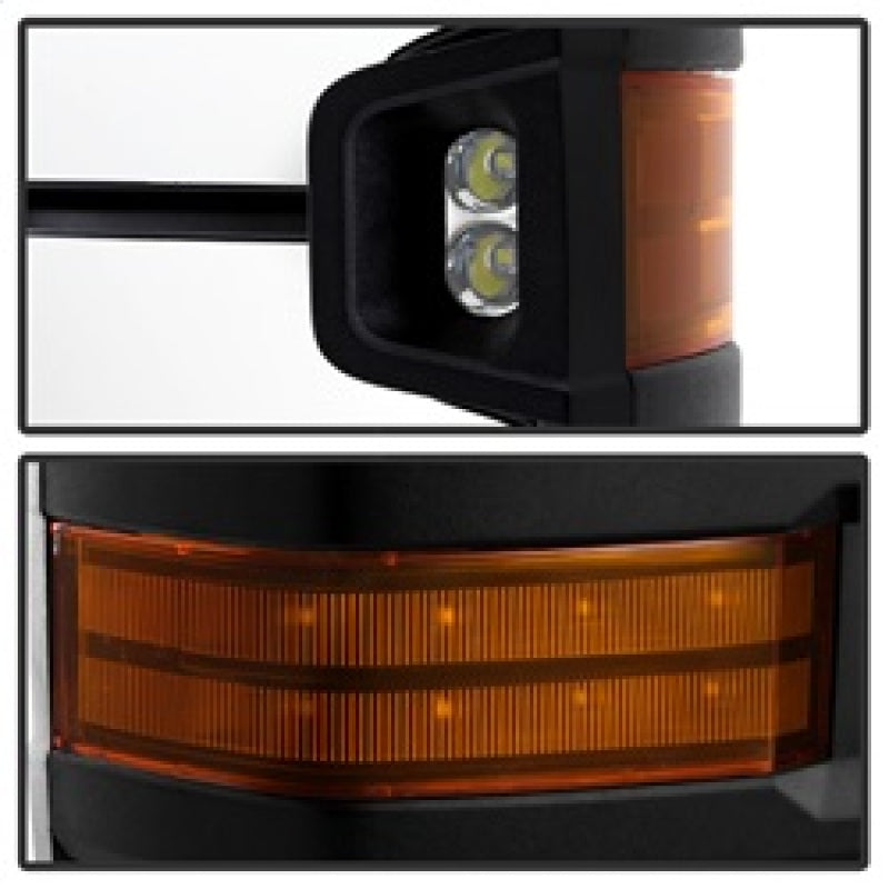 xTune Chevy Silverado 14-16 Heated Amber LED Signal Telescoping Mirrors MIR-CSIL14S-G2-PWH-AM-SET Side Mirrors SPYDER