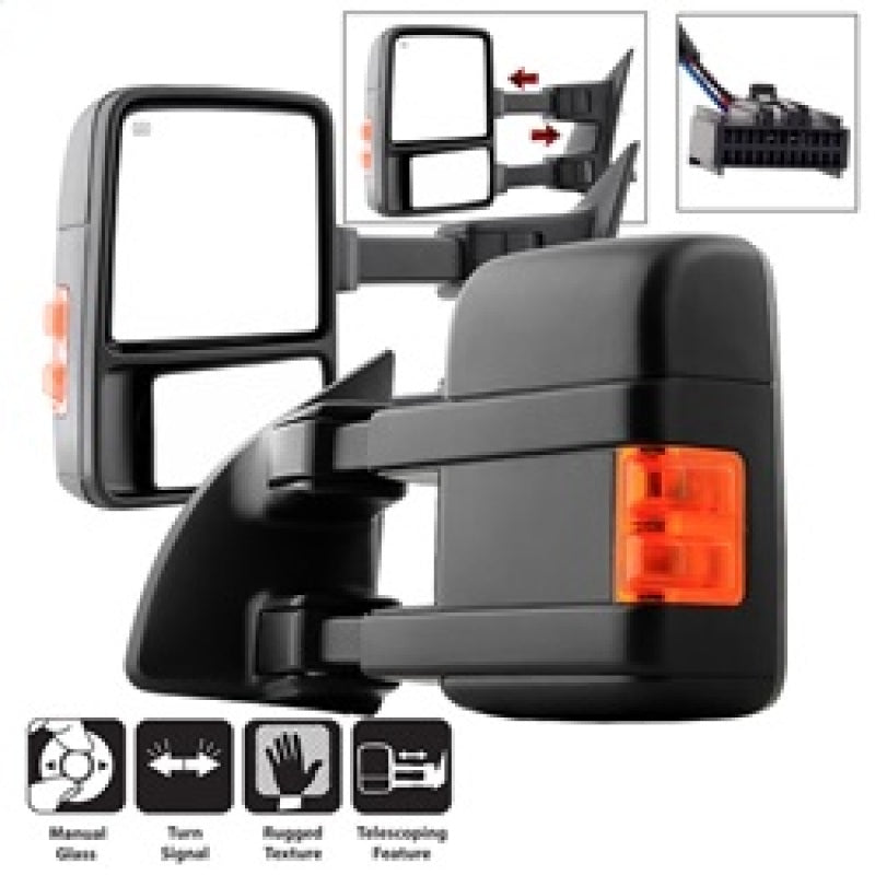 xTune 99-15 Ford SuperDuty L/R Manual Extendable - Manual Adjust Mirror MIR-FDSD08S-MA-AM-SET Side Mirrors SPYDER