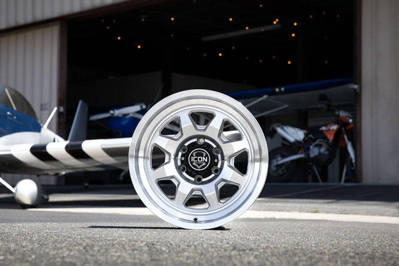 ICON Nuevo 17x8.5 / 6x5.5 / 25mm / 5.75in BS Silver Machined Wheel Wheels - Cast ICON