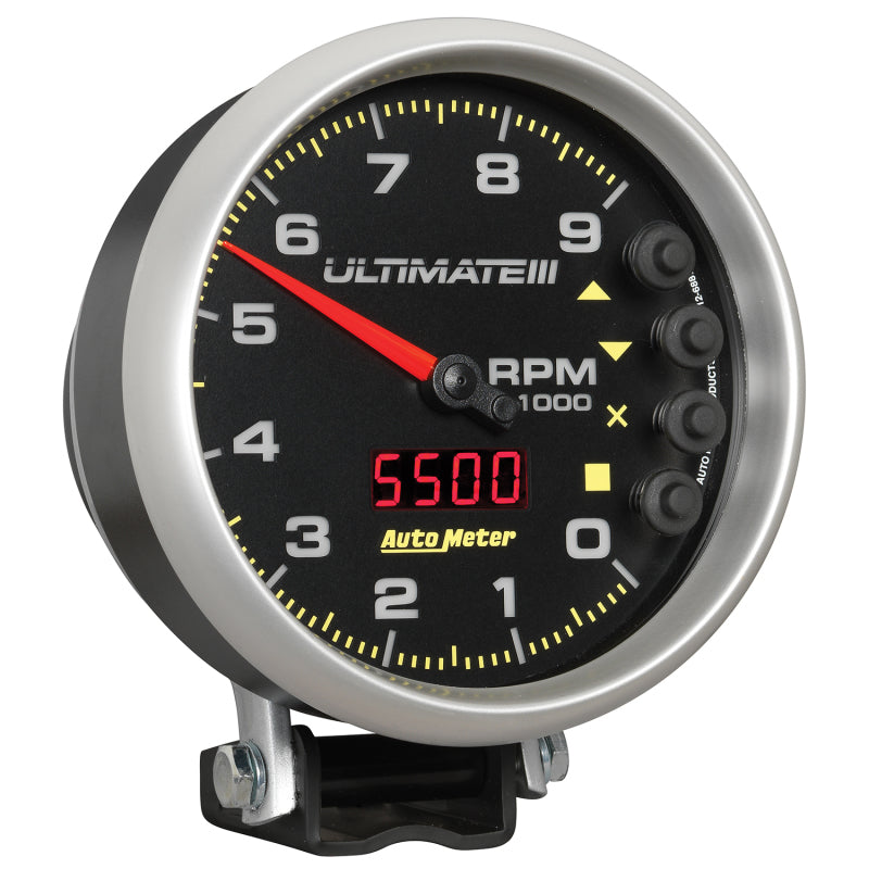 Autometer 5 inch Ultimate III Playback Tachometer 9000 RPM - Black Performance Monitors AutoMeter