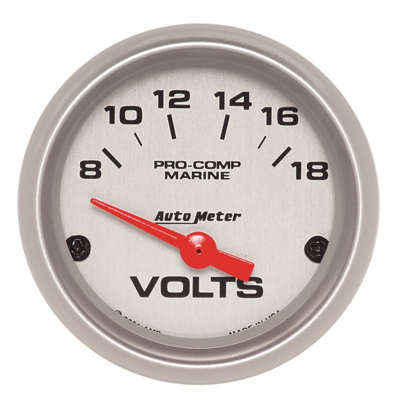 Autometer Voltmeter 2-1/16in 18V Electric Marine Silver Ultra-Lite Gauge Gauges AutoMeter