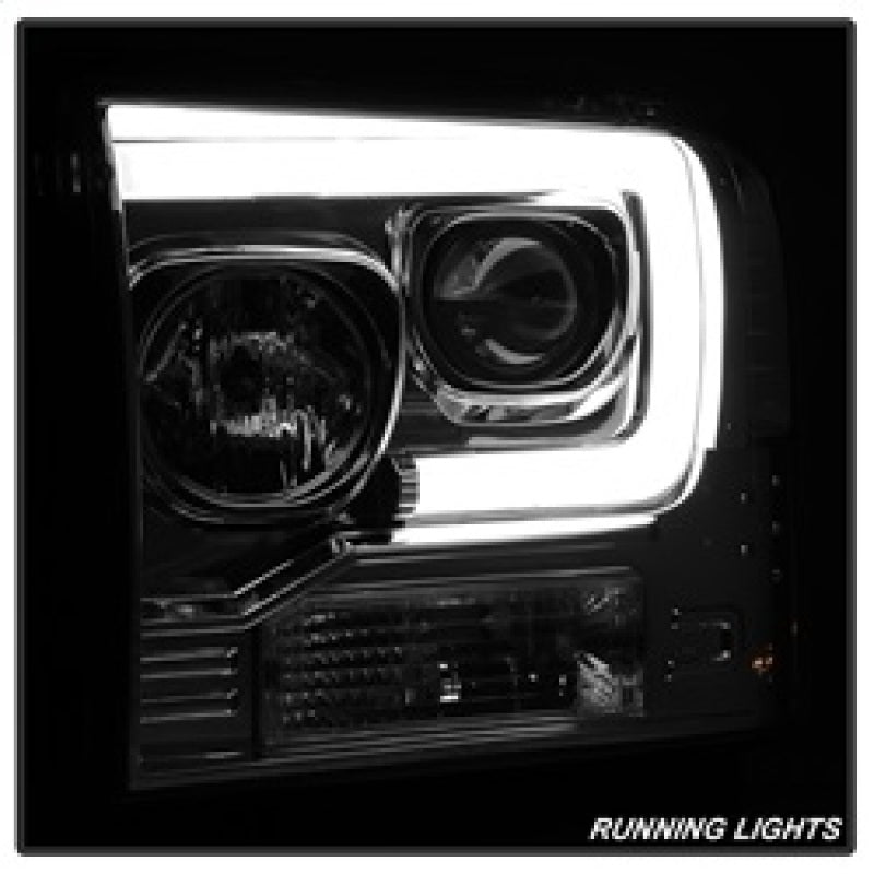 Spyder 05-07 Ford F250/350/450 SD Ver 2 Proj Headlights - Light Bar DRL - Black PRO-YD-FS05V2-LB-C Headlights SPYDER