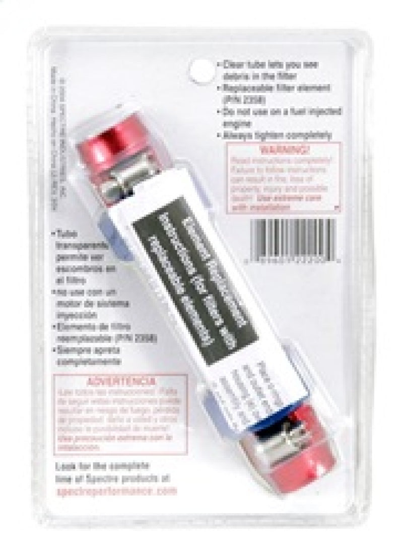 Spectre Pro-Plumbing Fuel Filter 3/8in. - Red/Blue Fuel Filters Spectre