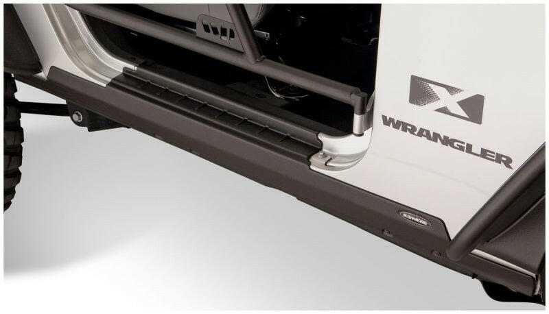 Bushwacker 07-18 Jeep Wrangler Trail Armor Rocker Panel and Sill Plate Cover - Black Body Armor & Rock Rails Bushwacker