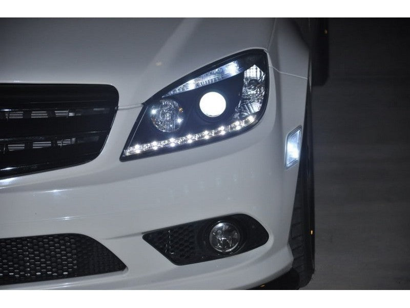 Spyder Mercedes Benz C-Class 08-11 Projector Headlights Halogen - DRL Blk PRO-YD-MBW20408-DRL-BK Headlights SPYDER