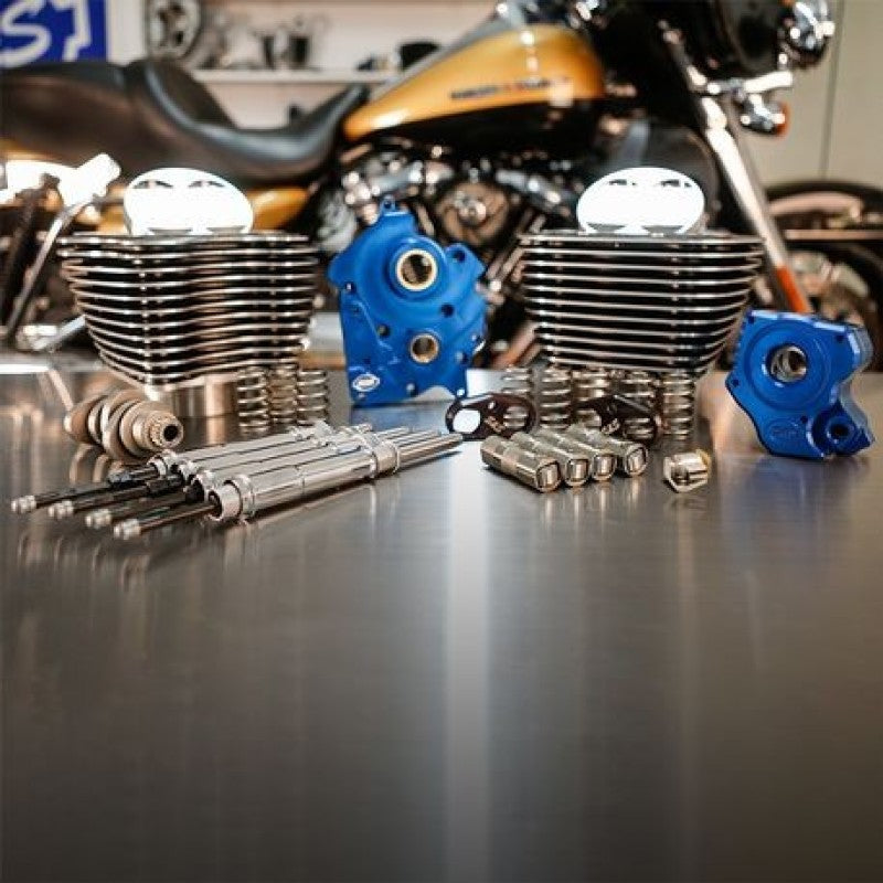 S&S Cycle 2017+ M8 4.250in Bore 550C Cam w/ Chrome Pushrods Power Pack - Black Granite w/ Highlight Piston Sets - Powersports S&S Cycle