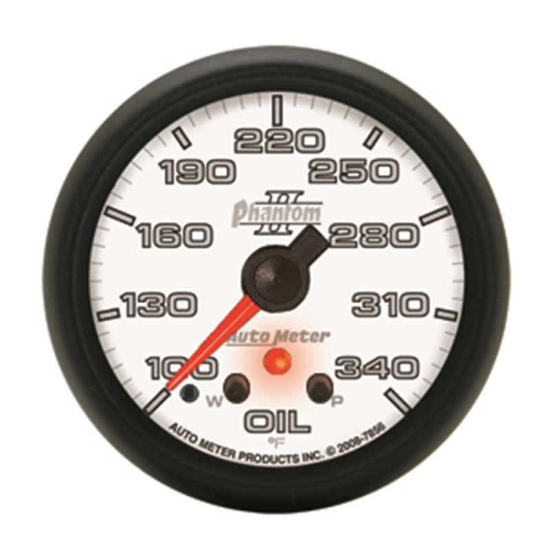 AutoMeter Gauge Oil Temp 2-5/8in. 340 Deg. F Stepper Motor W/ Peak & Warn Phantom II Gauges AutoMeter