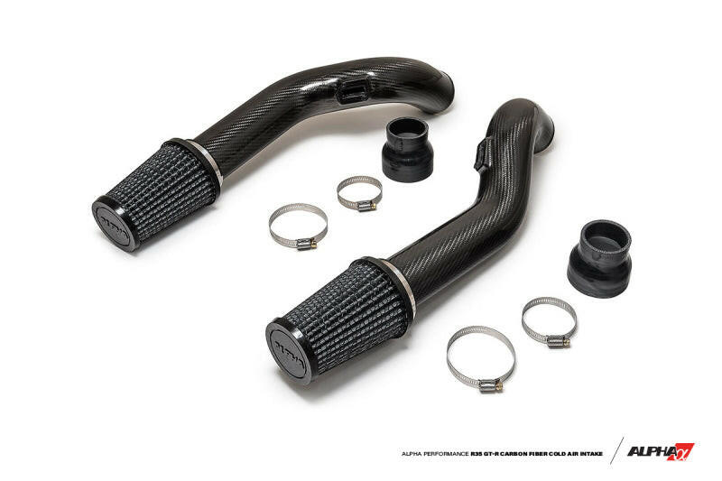 AMS Performance 2009+ Nissan GT-R R35 Alpha Carbon Fiber Intake Pipes for Stock Turbos Air Intake Components AMS