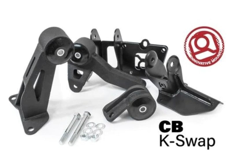 Innovative 90-93 Accord K-Series Black Steel Mounts 95A Bushings (Not K24 Trans) Engine Mounts Innovative Mounts