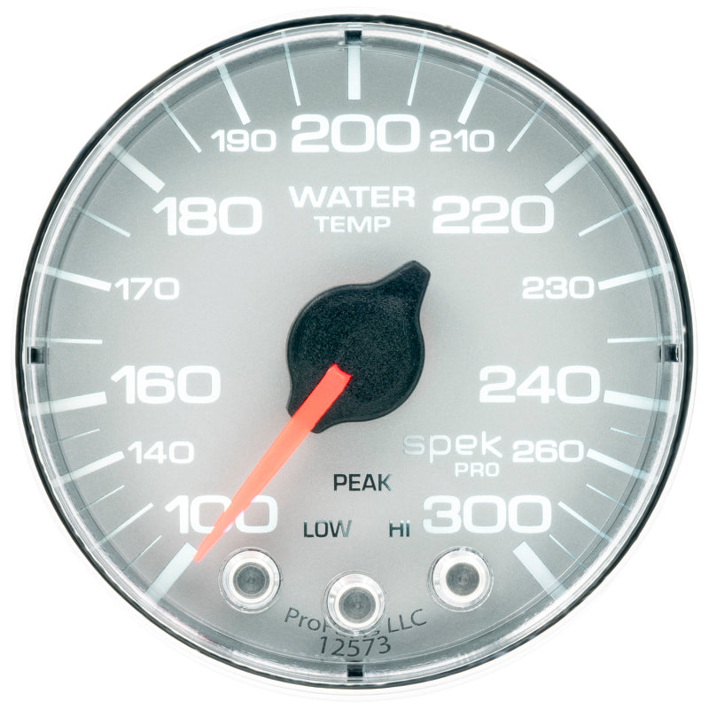 Autometer Spek-Pro Gauge Water Temp 2 1/16in 300f Stepper Motor W/Peak & Warn Slvr/Chrm Gauges AutoMeter