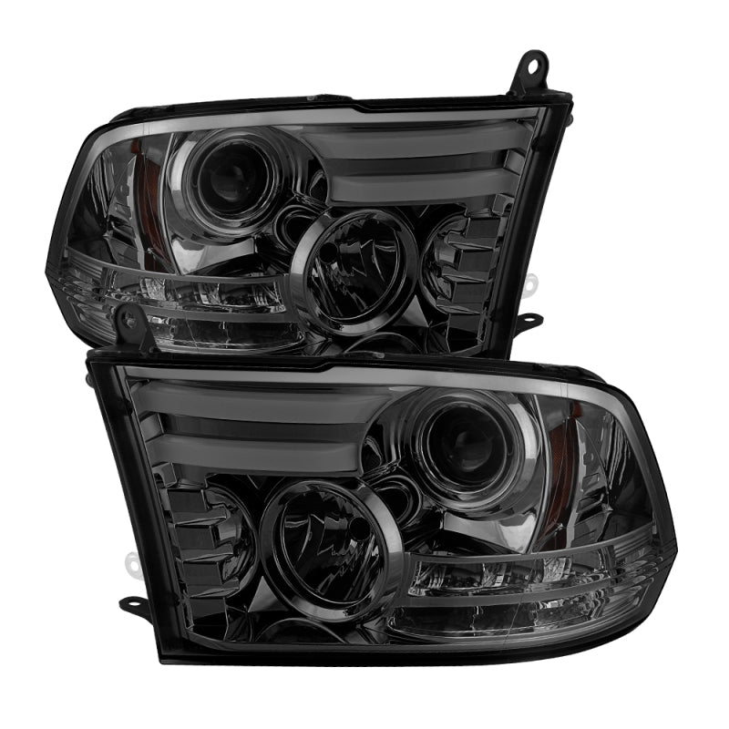Spyder Dodge Ram 13-15 Projector Headlights Light Bar DRL Smoke PRO-YD-DR13-LBDRL-SM Headlights SPYDER