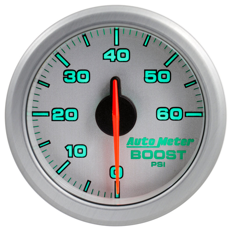 Autometer Airdrive 2-1/6in Boost Gauge 0-60 PSI - Silver Gauges AutoMeter