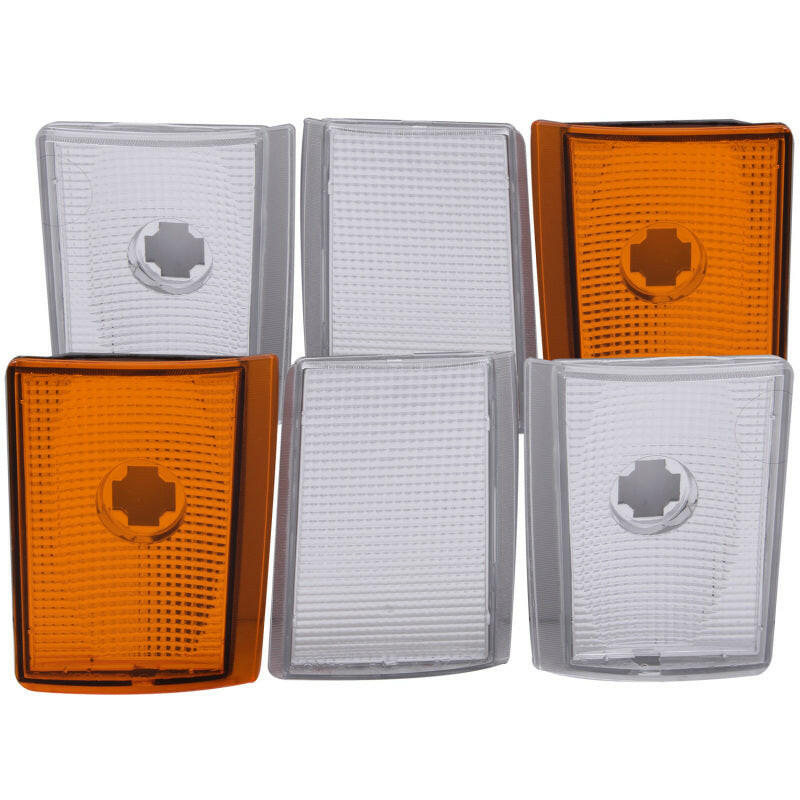 ANZO Corner Lights 1988-1993 Chevrolet C1500 Euro Corner Lights 4 Crystal Chrome / 2 Crystal Amber Lights Corner ANZO