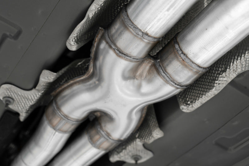 MBRP 15-16 Dodge Challenger RT 5.7L Aluminized Steel 3in Dual Rear Cat-back Quad Tips - Street Catback MBRP