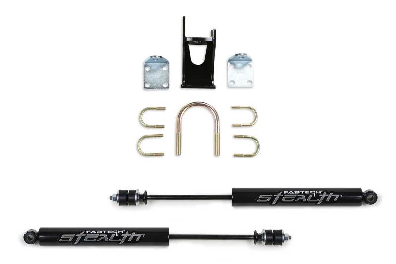 Fabtech 05-21 Ford F250/350 4WD Dual Stealth Steering Stabilizer Kit - Opposing Style Steering Stabilizer Fabtech