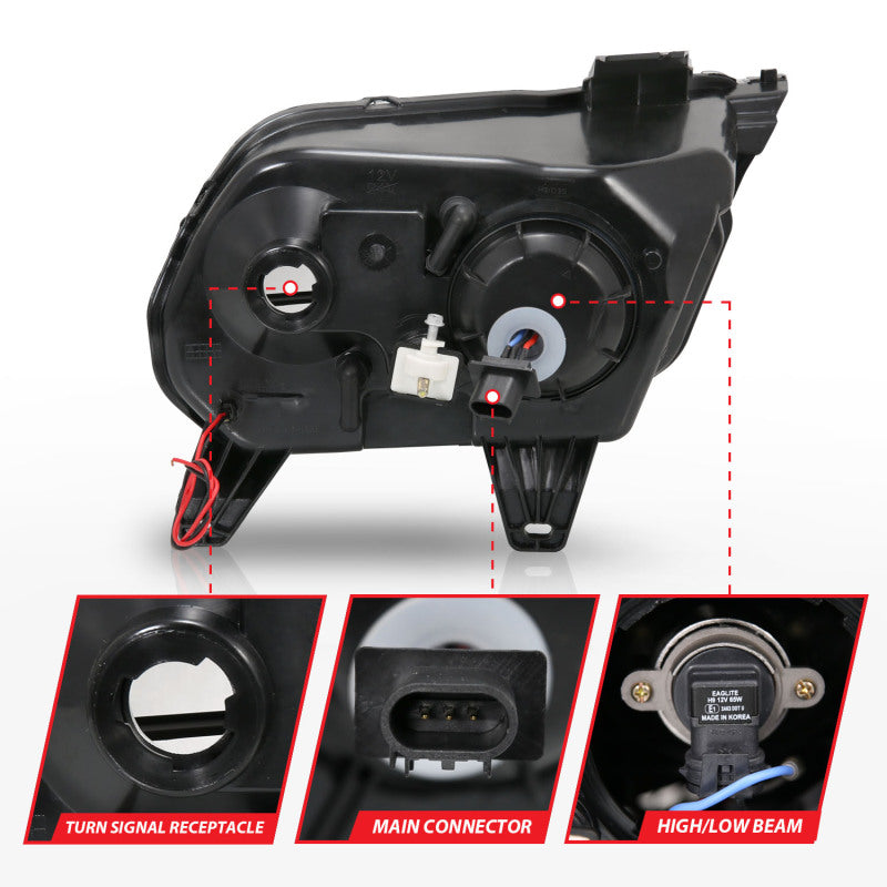 ANZO 2010-2014 Ford Mustang Projector Headlights w/ Halo Black (CCFL) Headlights ANZO