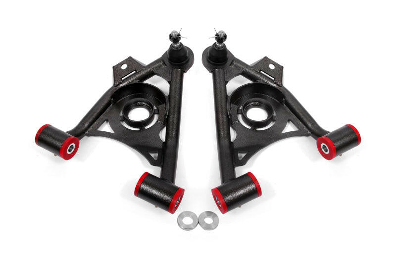BMR 79-93 Fox Mustang Non-Adj Lower A-Arms Standard Ball Joint Spring Pocket - Black Hammertone Control Arms BMR Suspension