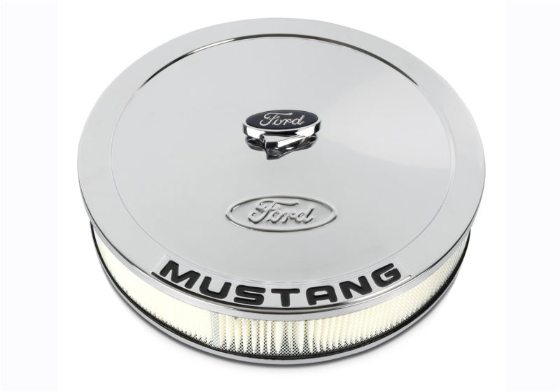Ford Racing Air Cleaner Kit - Chrome w/Mustang Emblem Air Filters - Universal Fit Ford Racing