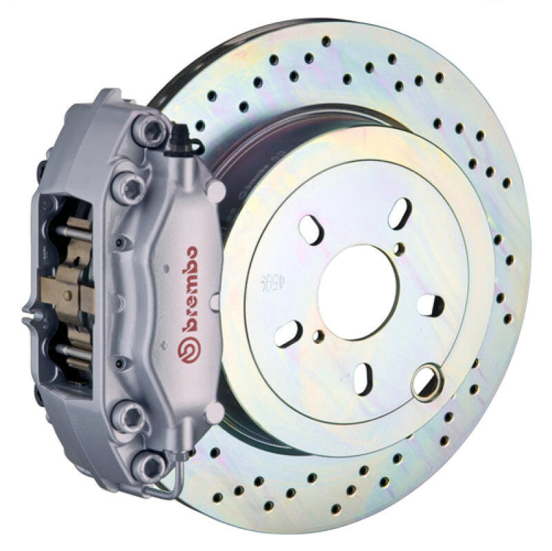 Brembo 66-89 911S/SC/Carrera Rear GT BBK 4 Piston Cast 2pc 309x28 1pc Rotor Drilled-Silver Brake Kits - Performance Slot Brembo