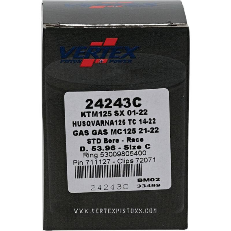 Vertex Piston 01-16 KTM 125 EXC 125cc Cast Race Piston Kit Piston Sets - Powersports Vertex Pistons